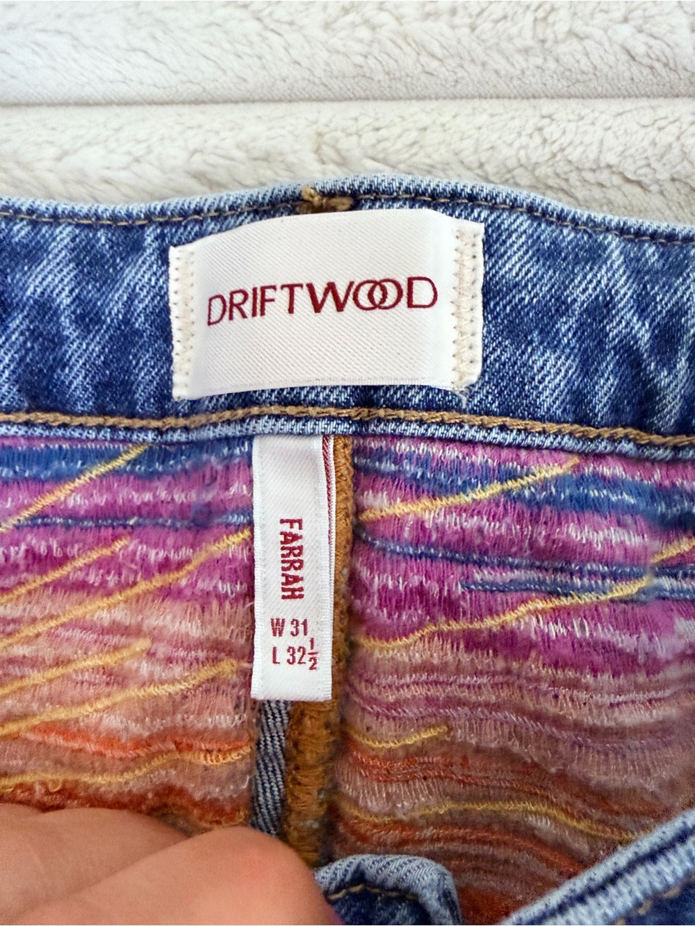 Free People Driftwood Light Blue sunset Flare Jeans with Subtle Pocket Trim. - Picture 3 of 6